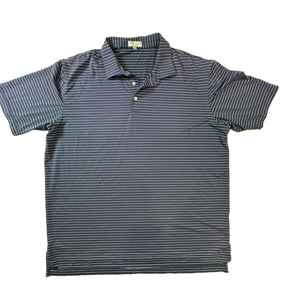 Peter Millar Summer Comfort Men's Navy And Purple Striped Polo Shirt Size XXL